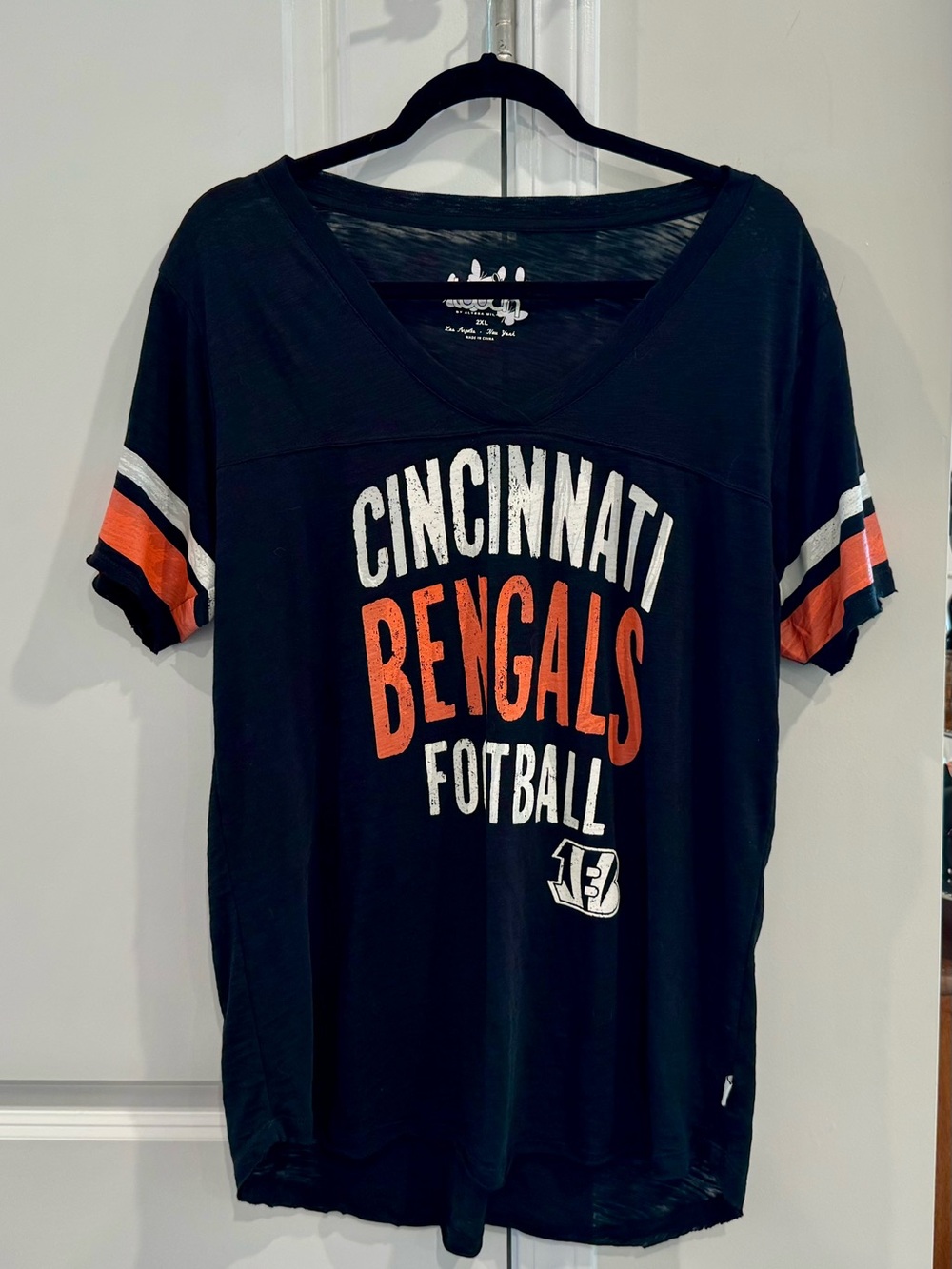 Alyssa Milano Touch Cincinnati Bengals Black & Orange Football Tee 2XL